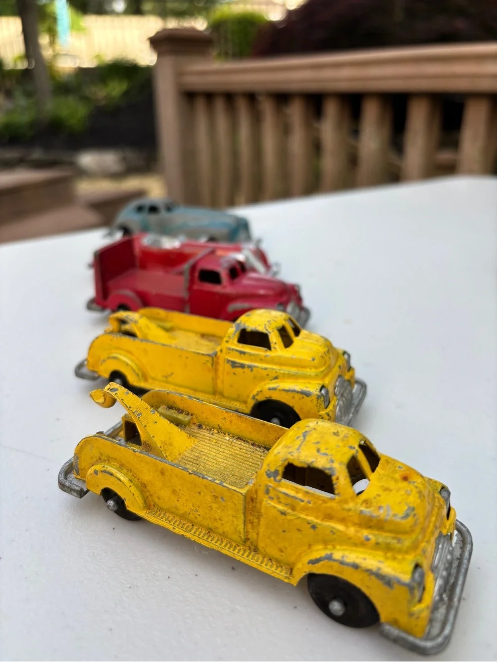 5 Vintage Toy Tow Truck and other cars from 1940’s